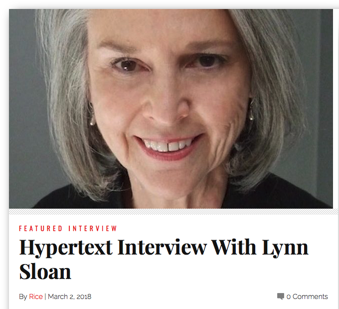 Hypertext Header with photo of Lynn Sloan for interview